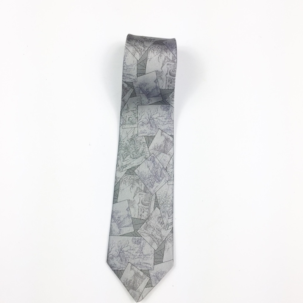 Vintage Marco Cellini Men’s Gray Silk Tie